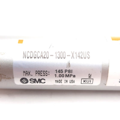 Used SMC NCDGCA20-1300 Pneumatic Cylinder 20mm Bore, 13" Stroke, 10-32 Ports