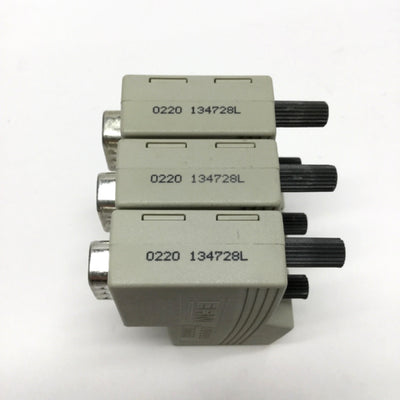 Lot of 3 ERNI 134728 Profibus Bus Interface Connectors Male Plug 9-Pin Dsub 90°