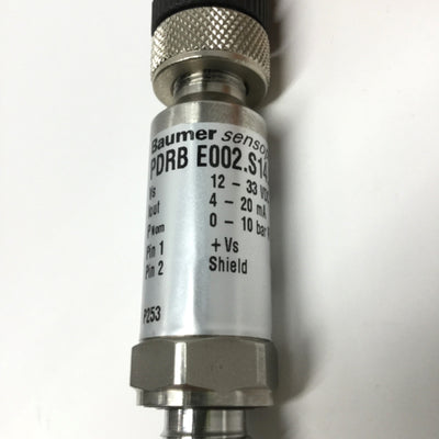 Baumer PDRB E002.S14.C310 Pressure Transmitter 0-10bar, 24VDC, G1/4, 4-20mA Out