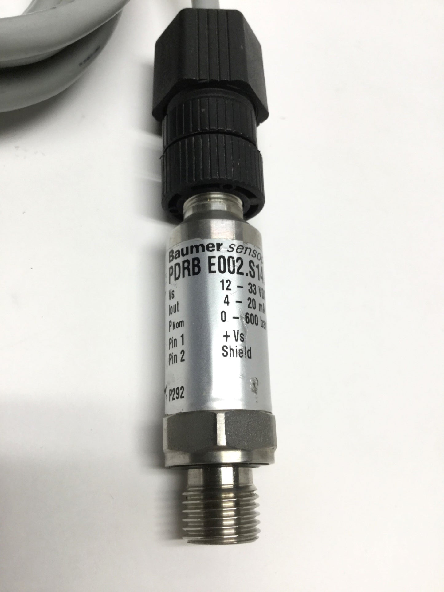 Used Baumer PDRB E002.S14.C460 Pressure Transmitter 0-600bar, 24VDC, G1/4, 4-20mA Out