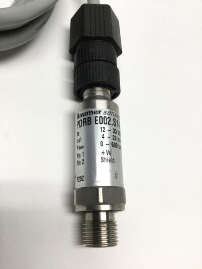 Used Baumer PDRB E002.S14.C460 Pressure Transmitter 0-600bar, 24VDC, G1/4, 4-20mA Out