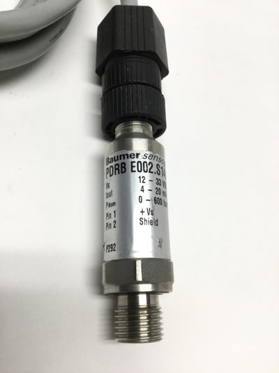 Baumer PDRB E002.S14.C460 Pressure Transmitter 0-600bar, 24VDC, G1/4, 4-20mA Out