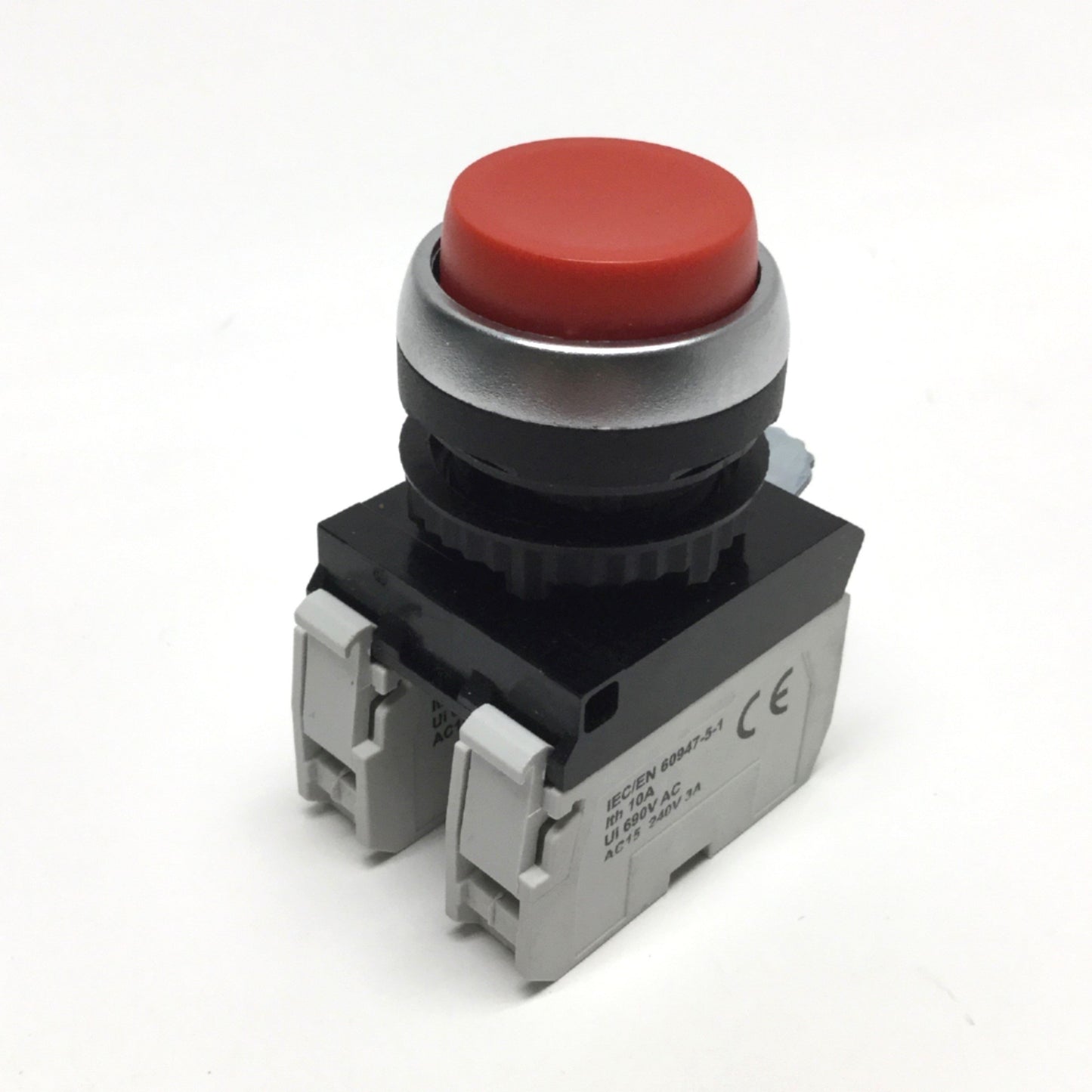 Used BACO L21AB01 Pushbutton Switch, Momentary, Red, 2NC Contacts, 600VAC 10A