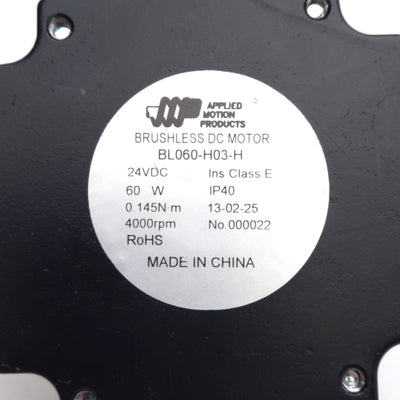 Applied Motion BL060-H03-H Brushless DC Motor, 24VDC, 60W, 0.145Nm, 4000rpm