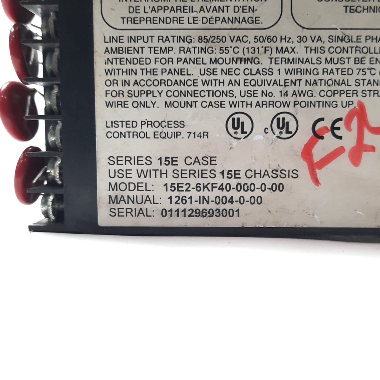 Used BARBER-COLMAN 15E2-6KF40 Series 15 Temp Controller TC/RTD 12VDC Out 85-240VAC