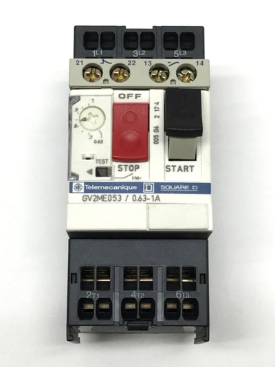 Used Schneider Telemecanique GV2ME053 3-Pole Motor Starter Circuit Breaker 0.63-1A