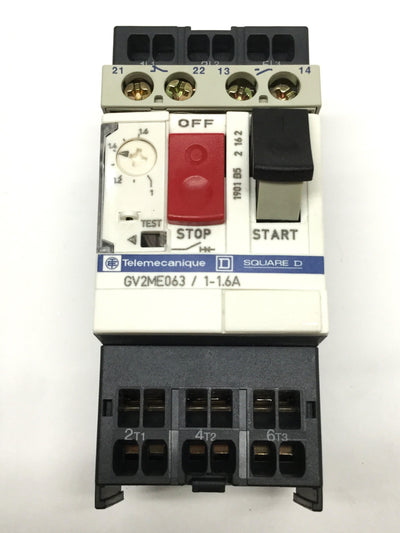 Used Schneider Telemecanique GV2ME063 3-Pole Motor Starter Circuit Breaker 1-1.6A