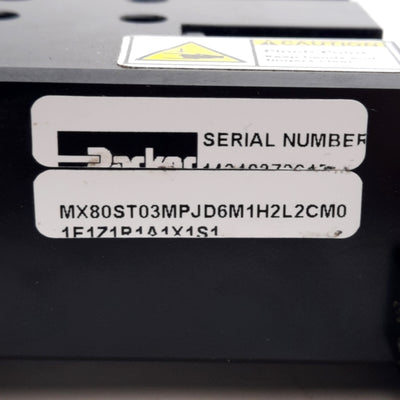 Used Parker MX80ST03MPJD6M1 Linear Actuator, 100mm Travel, 10mm Lead, NEMA 16