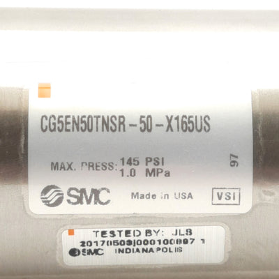 New SMC CG5EN50TNSR-50-X165US Pneumatic Cylinder ø50mm Bore, 50mm Stroke, 1/4" NPT