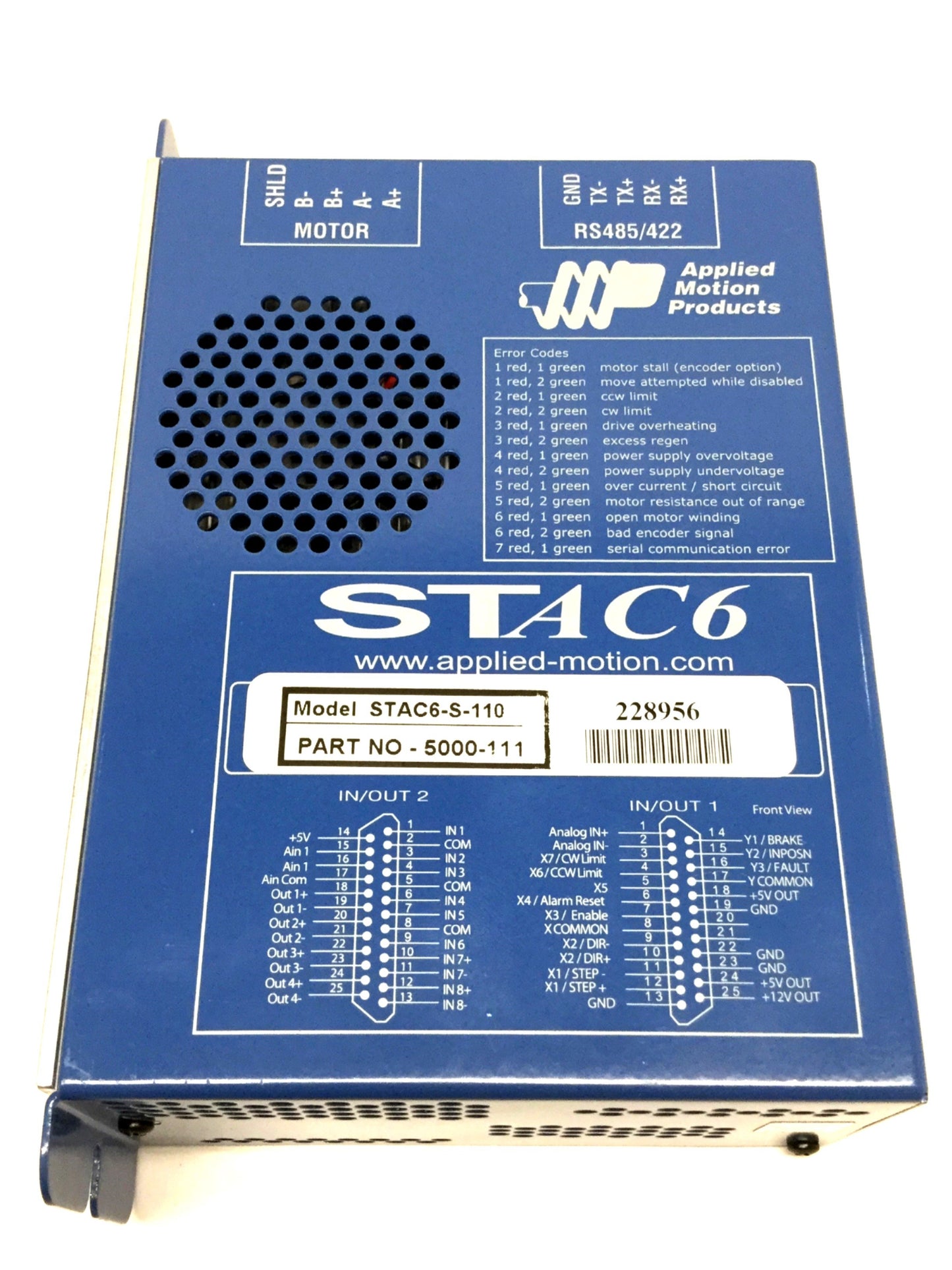Used Applied Motion STAC6-S-110 1-Axis Micro Stepper Motor Drive Controller 120VAC 6A