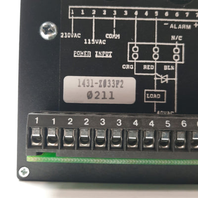 Used PAC 1431-Z033F2 Temperature Controller, Type J Thermocouple, 1/4 DIN, 115/230VAC