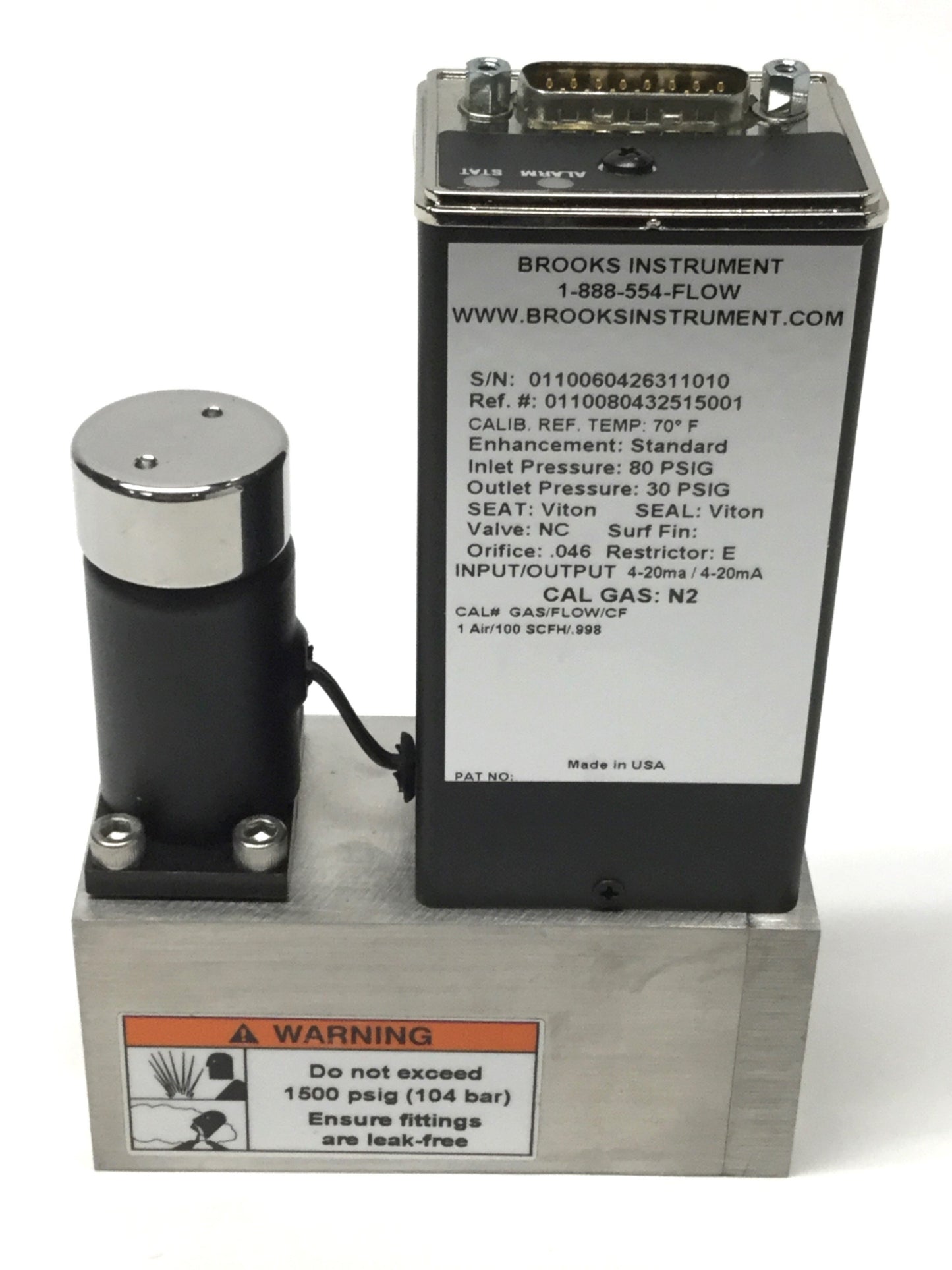 Used Brooks SLA5851S1BAB1C2A1 Air Smart II Mass Flow Controller 100SCFH, 4-20mA