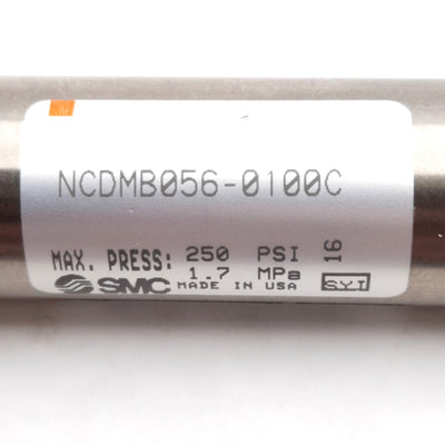 Used SMC NCDMB056-0100C Pneumatic Cylinder, ø9/16" Bore, 1" Stroke, 250psi, 1/8" NPT