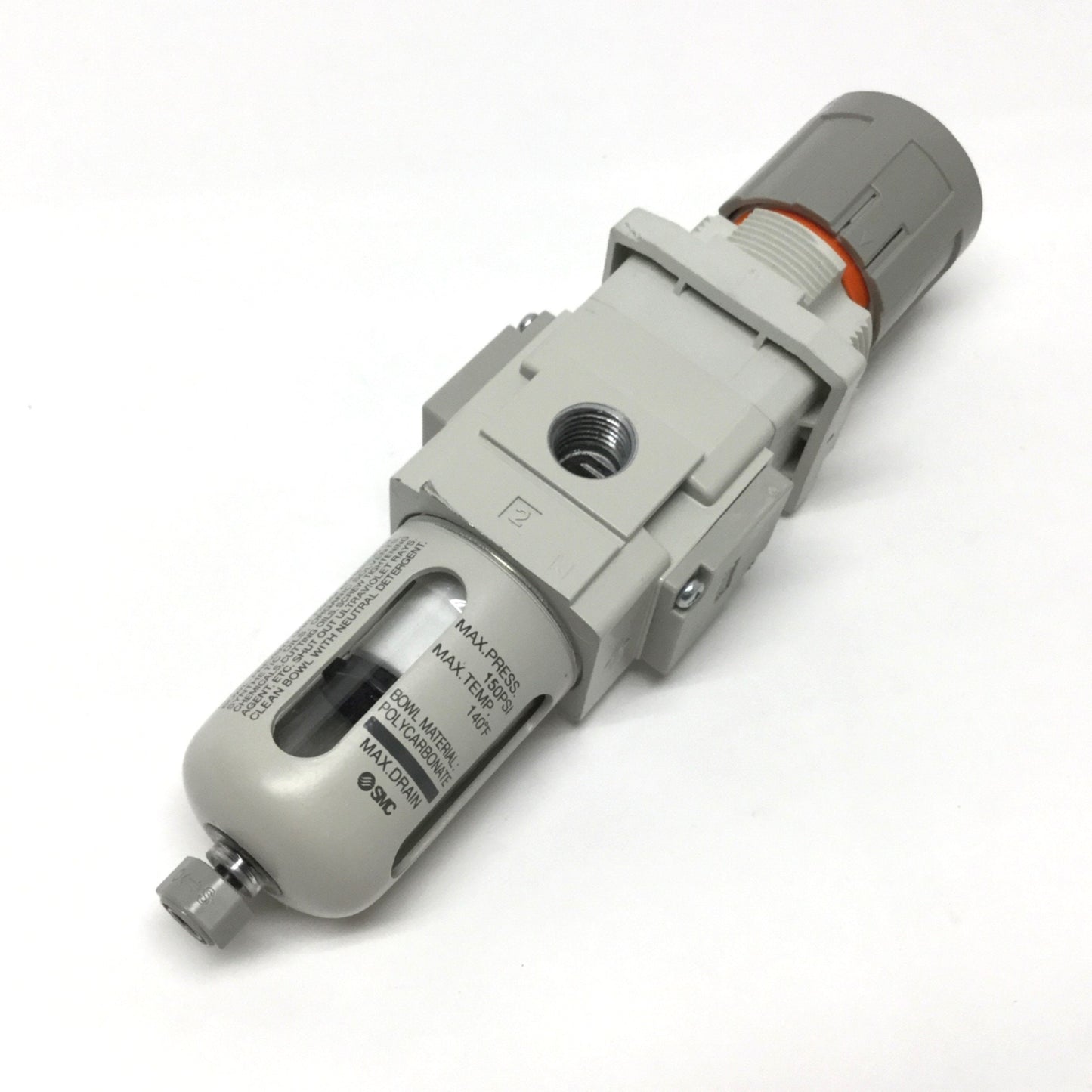 Used SMC AWG20-N02G1H-CZ-B Filter/Pressure Regulator 1/4" NPT, 5µm, 7-125psi