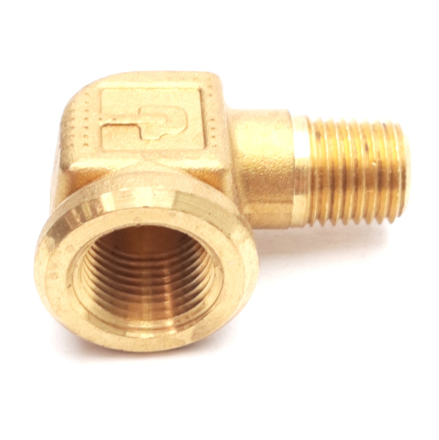 New Lot of 5 Parker 1202P-6-4 90 Deg Brass Elbow Fitting, 3/8in FIP to 1/4in MIP