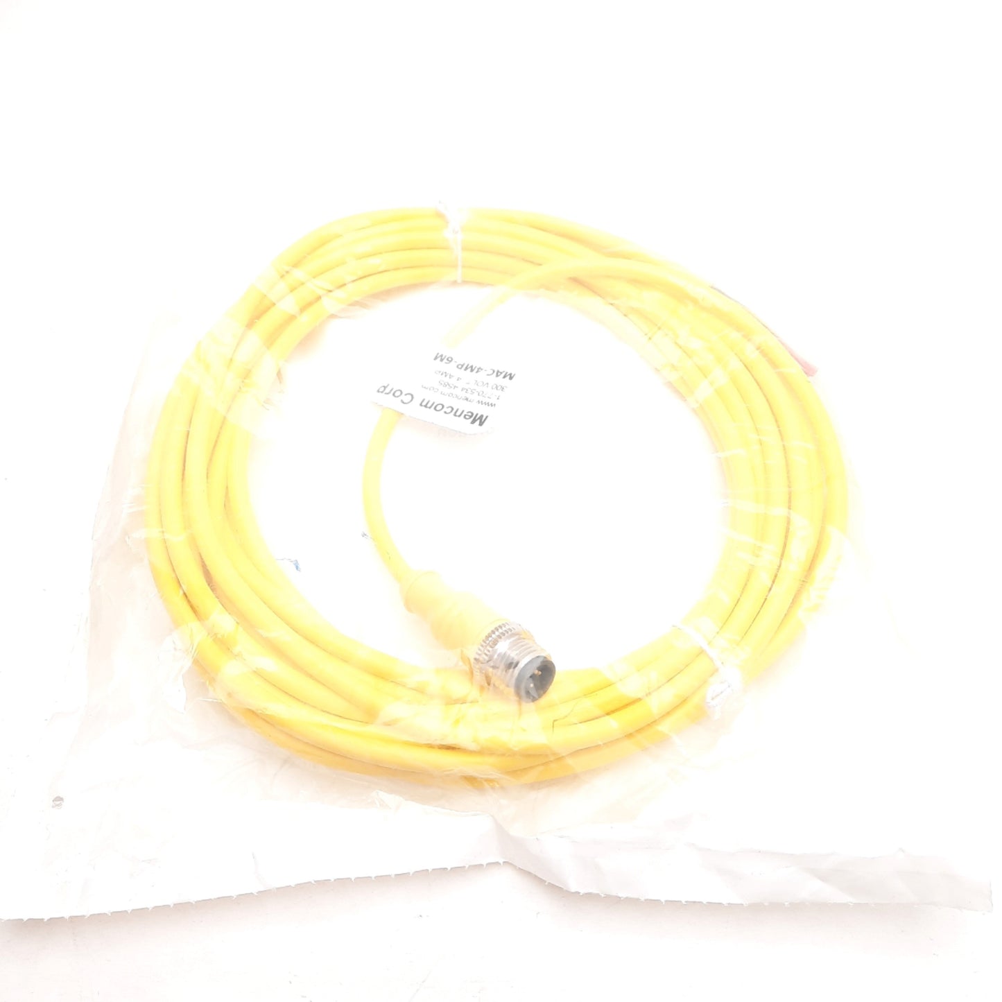 New Mencom MAC-4MP-6M Cordset, Micro-AC Male Straight 4-Pin to Flying Leads, 6m