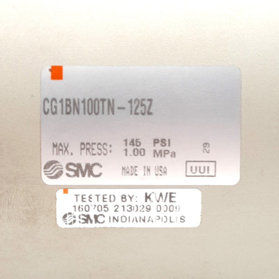New – Open box SMC CG1BN100-125Z Round Body Cylinder, ø100mm Bore, 125mm Stroke, 0.05-1.0MPa