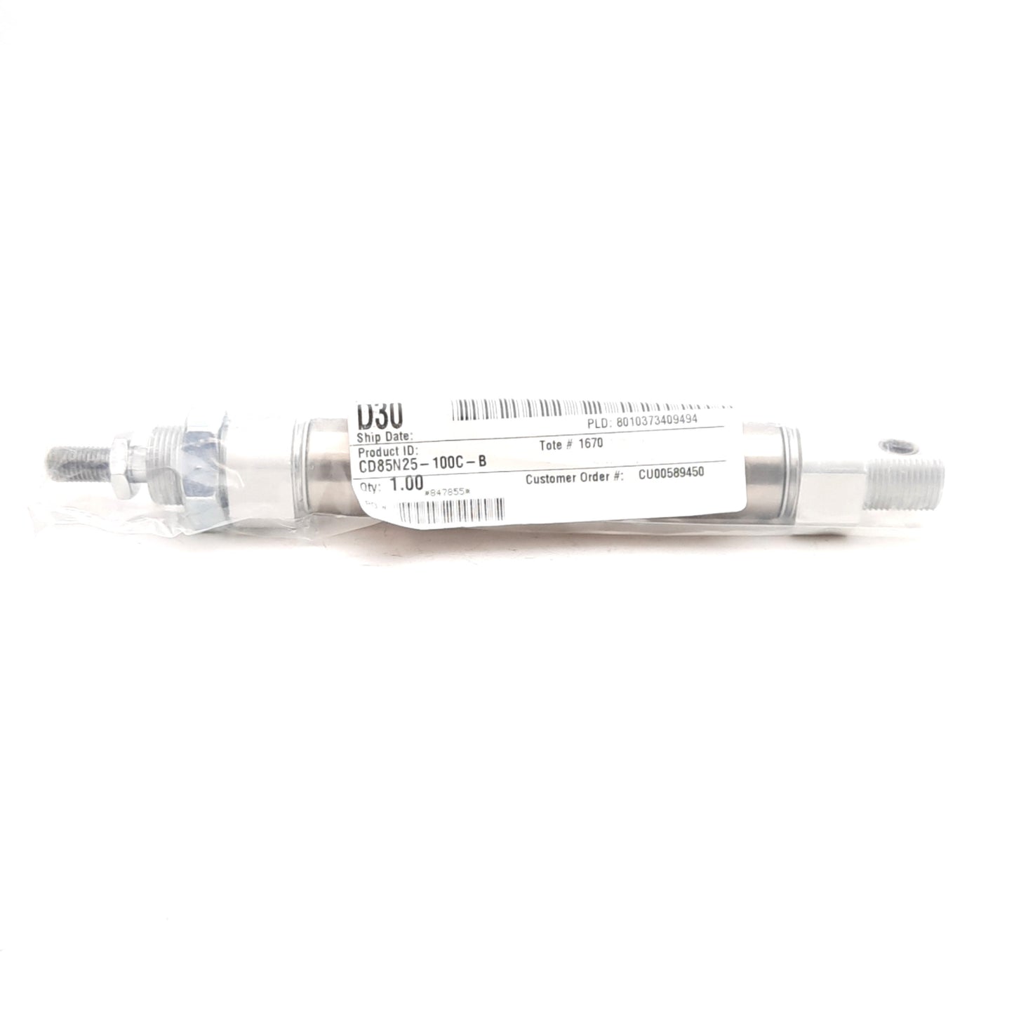 New SMC CD85N25-100C-B Pneumatic Cylinder, ø25mm Bore, 100mm Stroke, 1.0MPa, G1/8