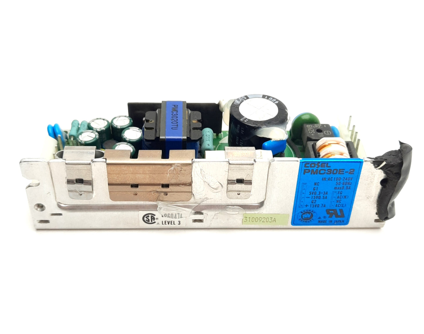 Used COSEL PMC30E-2 Power Supply In: 100-240VAC 50/60Hz Out: 15VDC .7A, 5VDC 3A *Glue