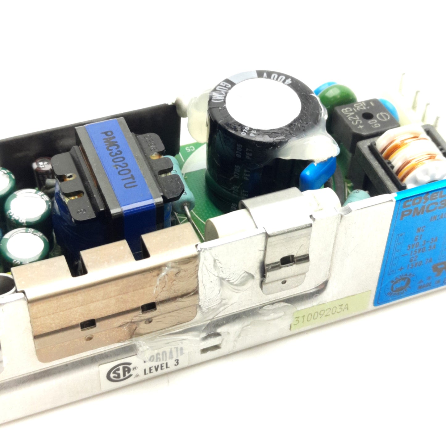 Used COSEL PMC30E-2 Power Supply In: 100-240VAC 50/60Hz Out: 15VDC .7A, 5VDC 3A *Glue