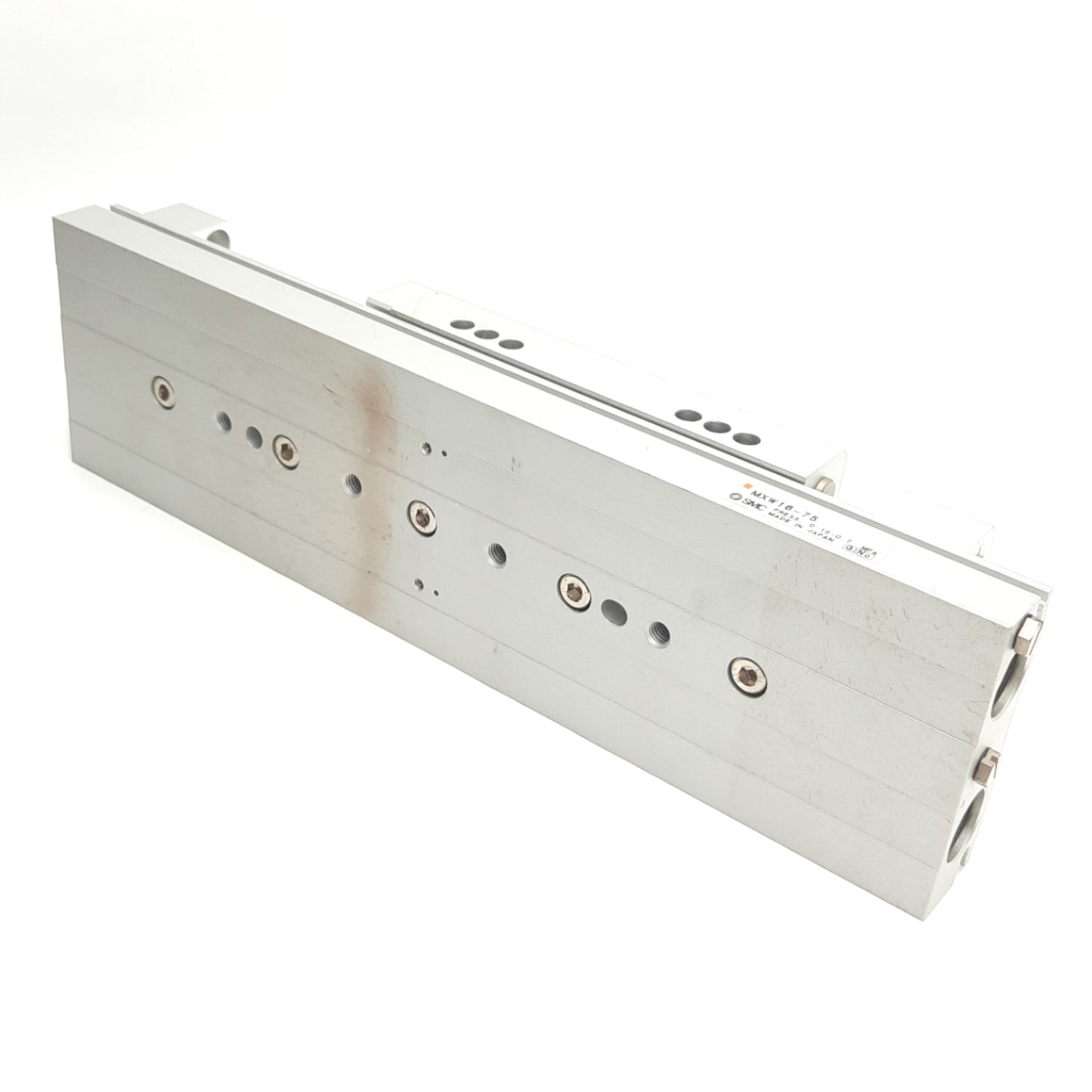 Used SMC MXW16-75 Air Slide Table 16mm Bore, 75mm Stroke, M5 Ports, 0.15-0.7MPa