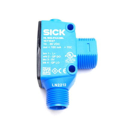 SICK HL18G-P4A3BL Photoelectric Sensor, PNP, 10-30VDC 20mA, M12 4-Pin Male
