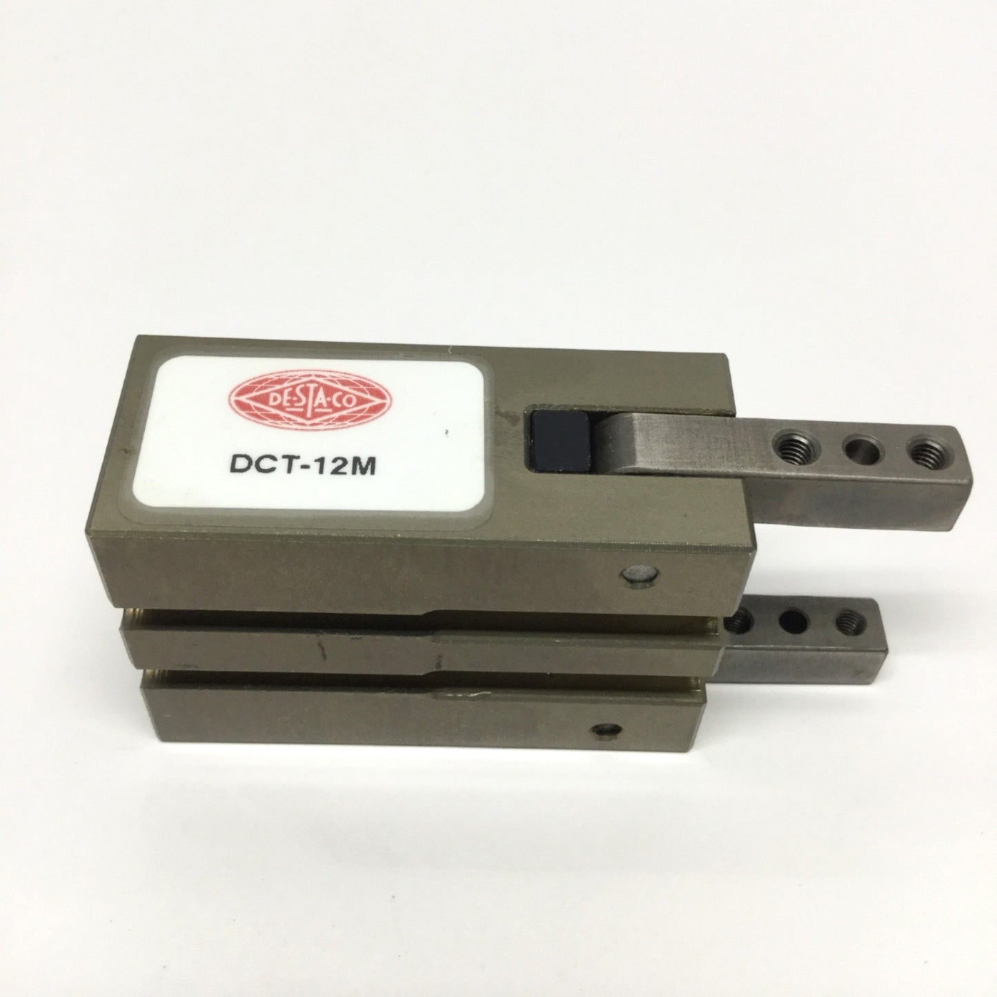 Used Destaco DCT-12M 2-Jaw Finger Angular Gripper, 180°, 7lbf at 100psi, 12mm Bore