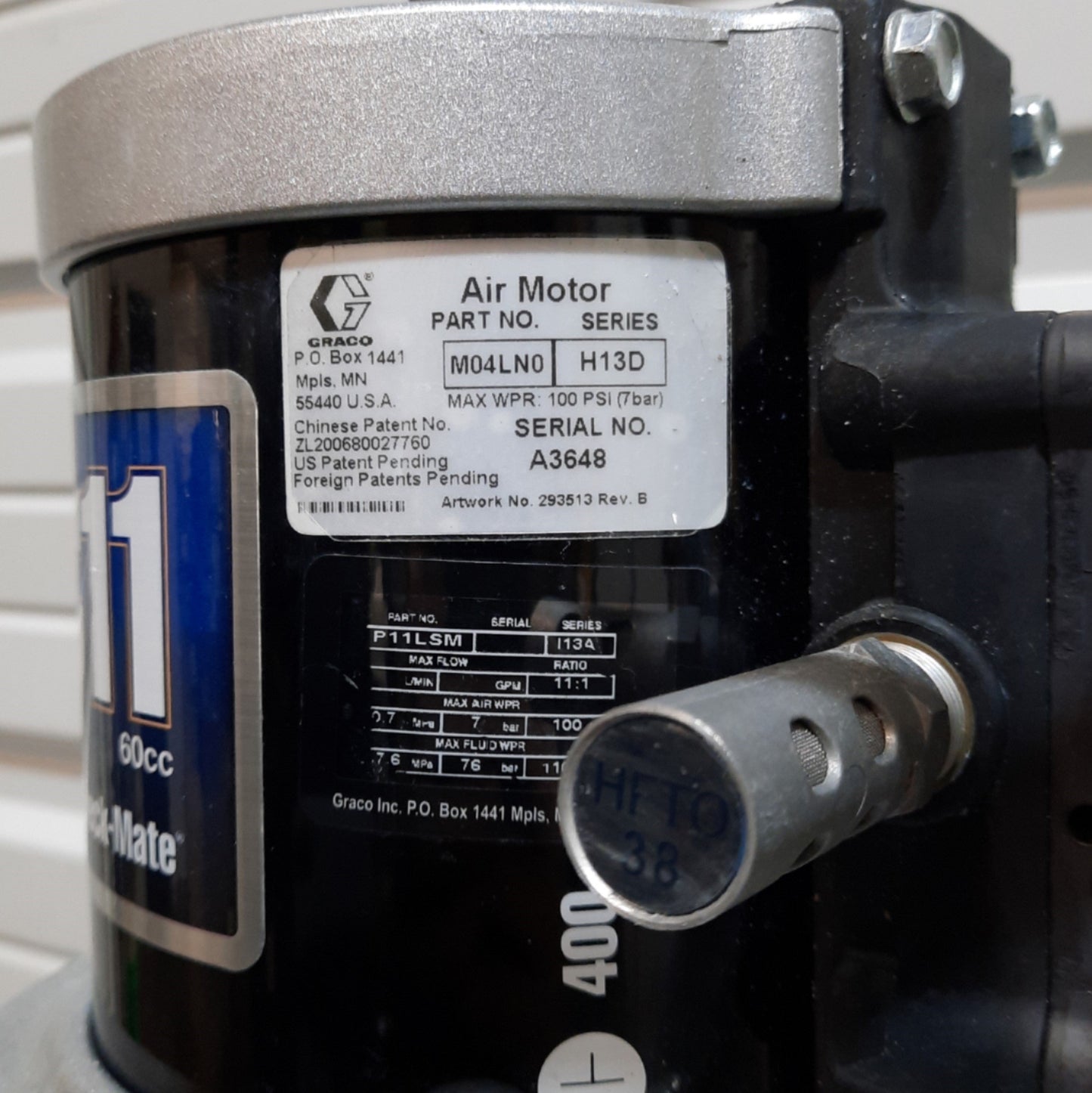 Used Graco CM6F3F Check-Mate S20 Sealant/Adhesive Supply System 5Gal .9GPM 125PSI