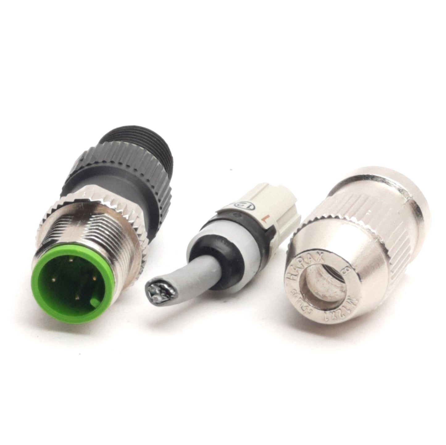Used Lot of 3 L-Com M12FT4AM Field Wireable Connector, M12 4-Pin Male, 32V 4A, A-Code