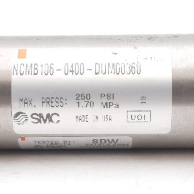 New – Open box SMC NCMB106-400 Pneumatic Cylinder, ø1.06in Bore, 4in Stroke, 250psi, 1/8in NPT
