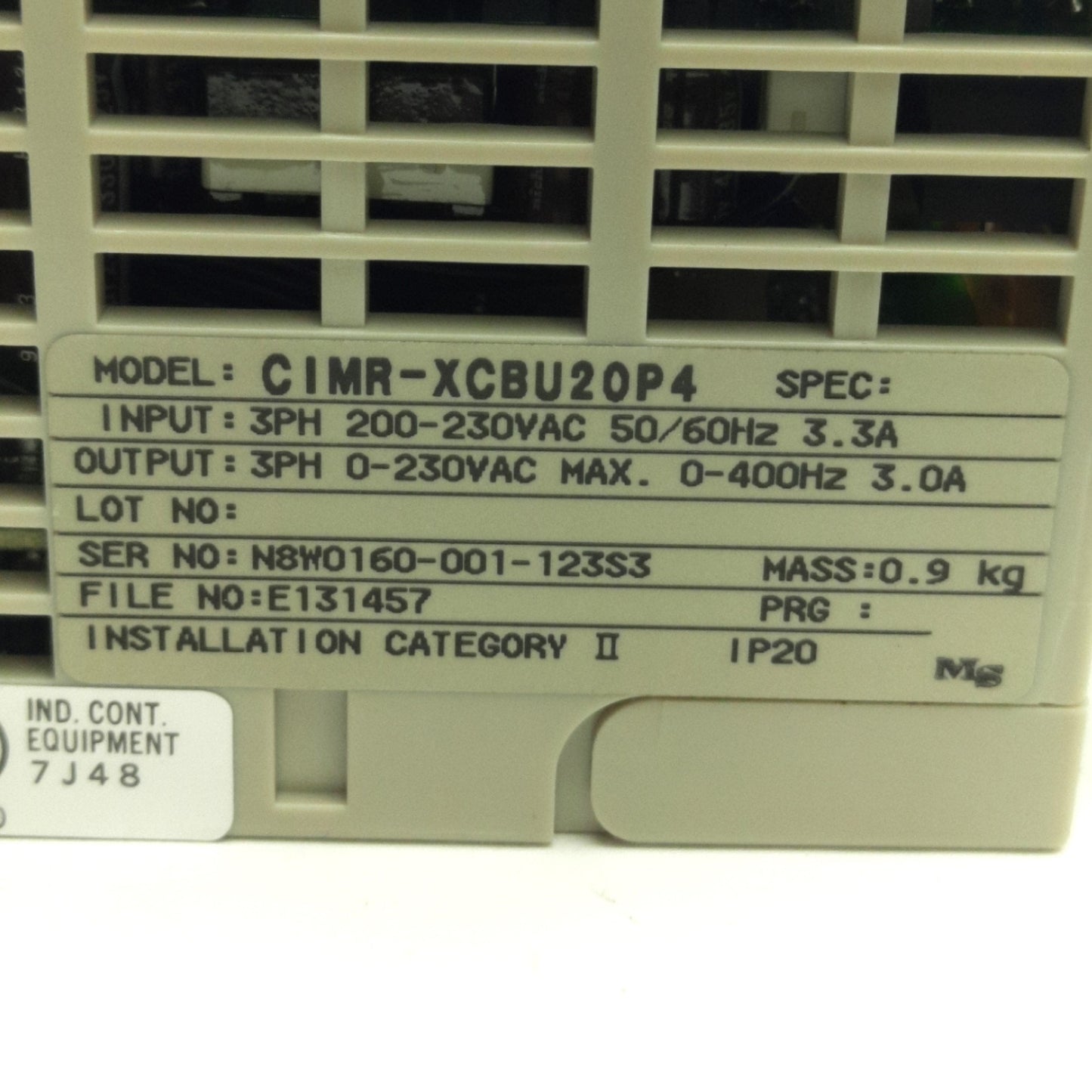 Used Yaskawa CIMR-XCU20P4 VS Mini Inverter, Low Noise, 200-230VAC Input, 0-230VAC Out