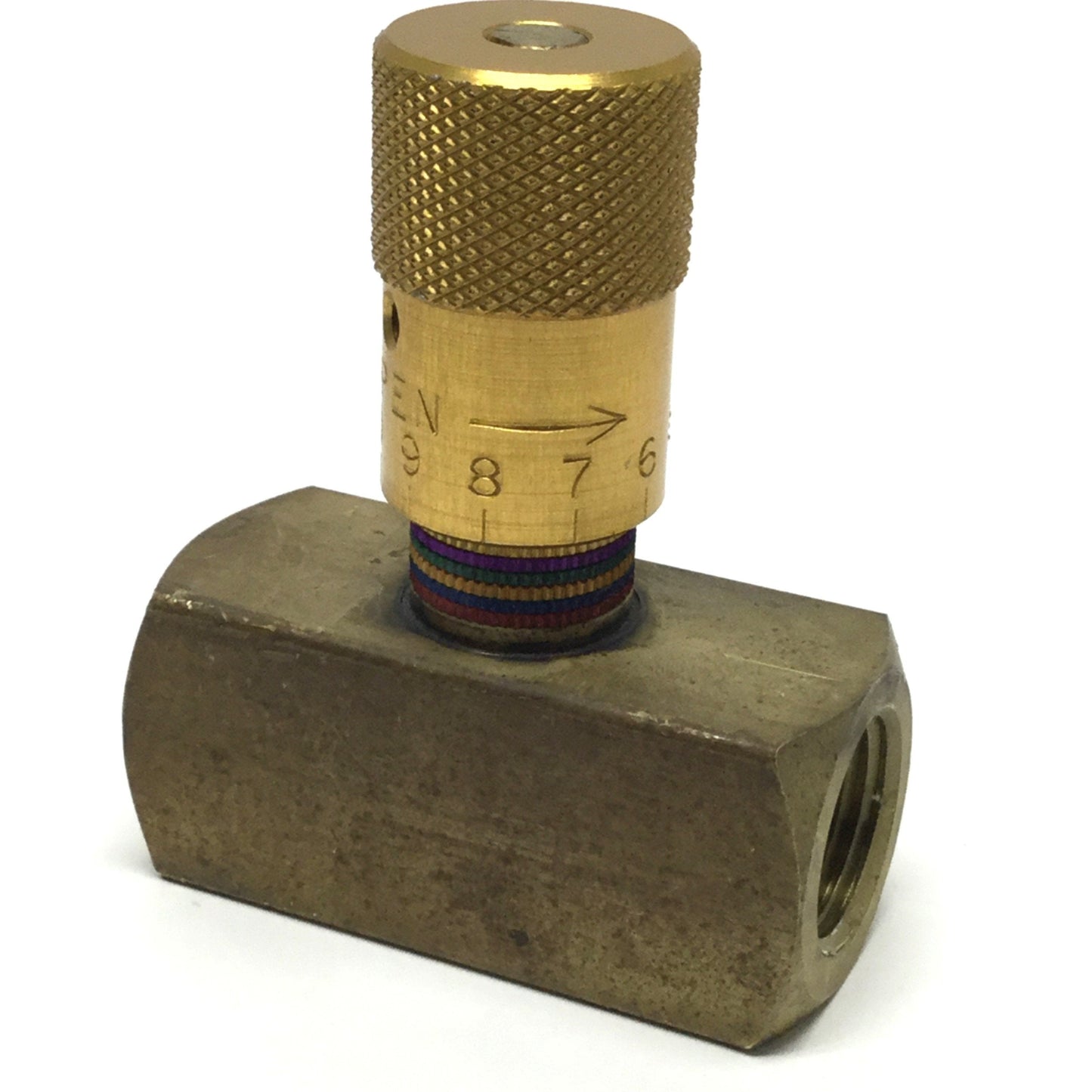 Used Deltrol EN30B Easy Read Brass Flow Control Needle Valve 28gpm, 2000psi, 1/2" NPT