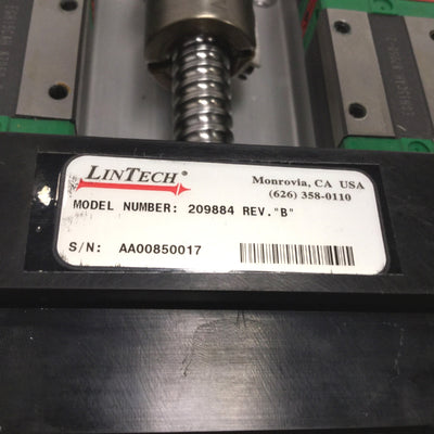 LinTech RS062020 Ball Screw Linear Actuator Positioner, 10" Travel, 0.2" Lead