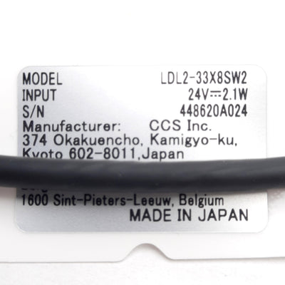 New CCS LDL2-33X8SW2 Machine Vision LED White 7800K, 24VDC 2.1W, SMR-03V-B Connector