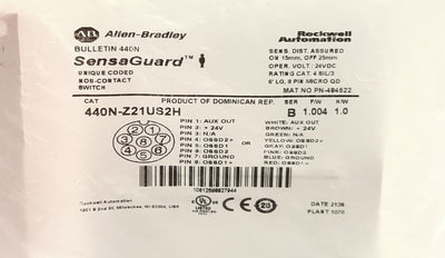 New Allen Bradley 440N-Z21US2H Coded Safety Switch 2 NC 1 NO SS 18mm Sensing 24VDC