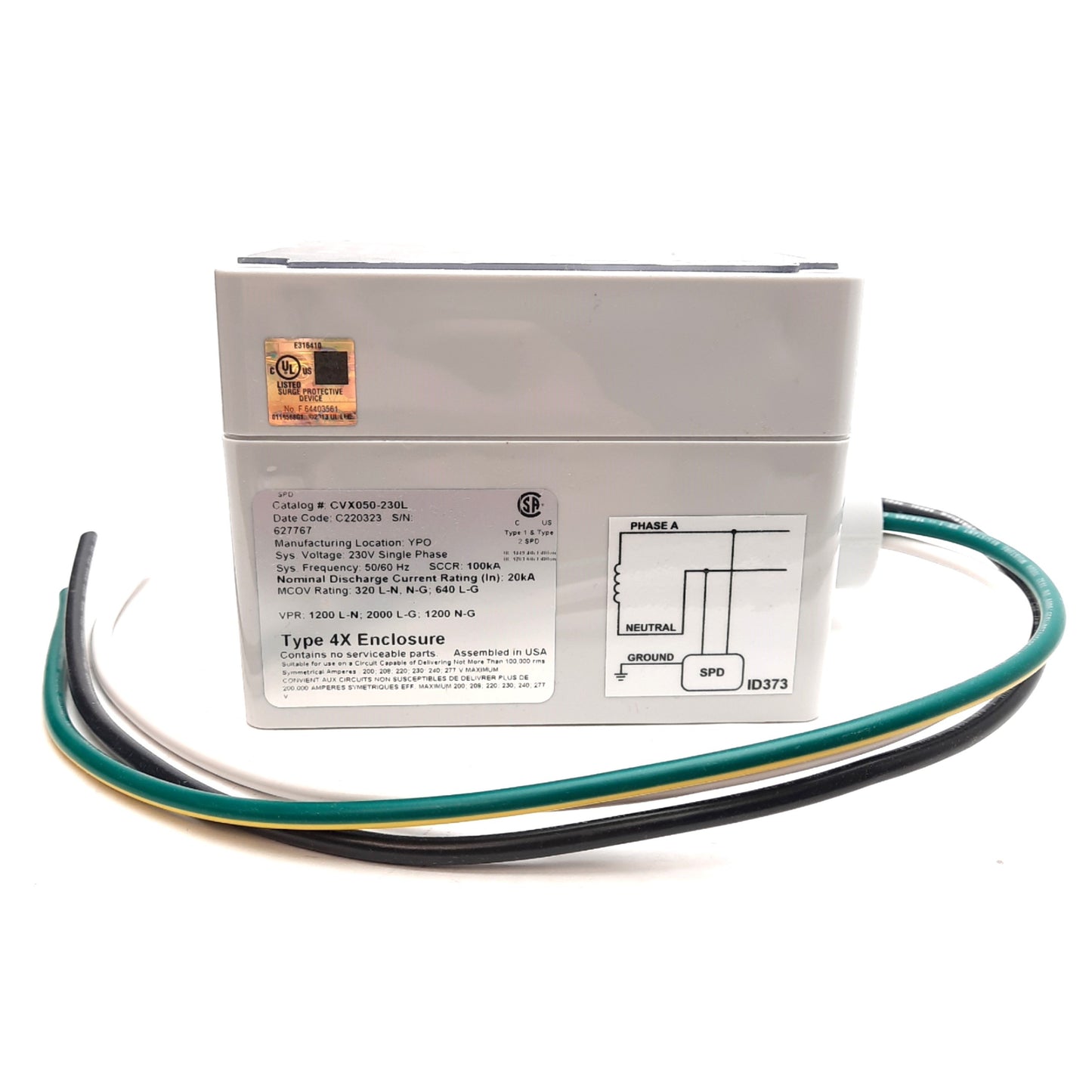 New Eaton CVX050-230L Protective Surge Device Single-Phase 277VAC 20kA 3/4in Fitting