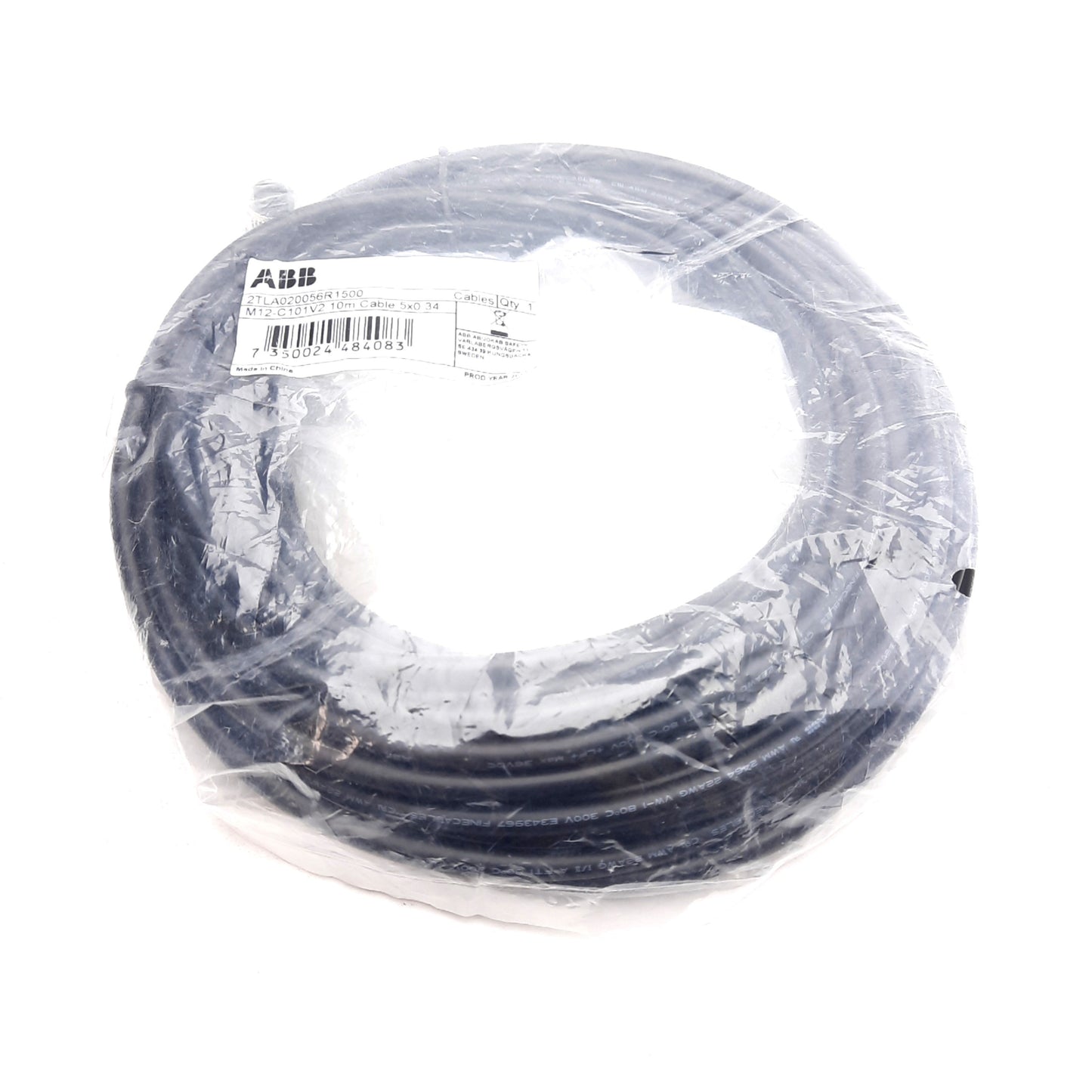 New ABB 2TLA020056R1500 M12-C101V2 Sensor Cable, M12 5-Pin Female Right-Angle, 10m