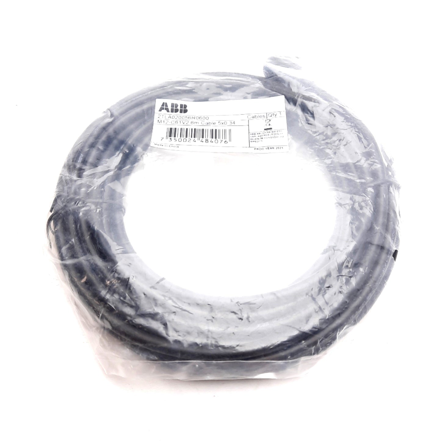 New ABB RTLA020056R0600 Shielded Cable, M12 5-Pin Female Right-Angle, 24V, 6m