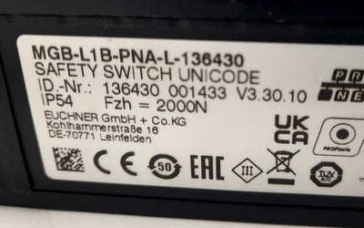 Euchner MGB-L1B-PNA-L-136430 Safety Switch Unicode 75V 0.5kV 2000N 500mA *No Key
