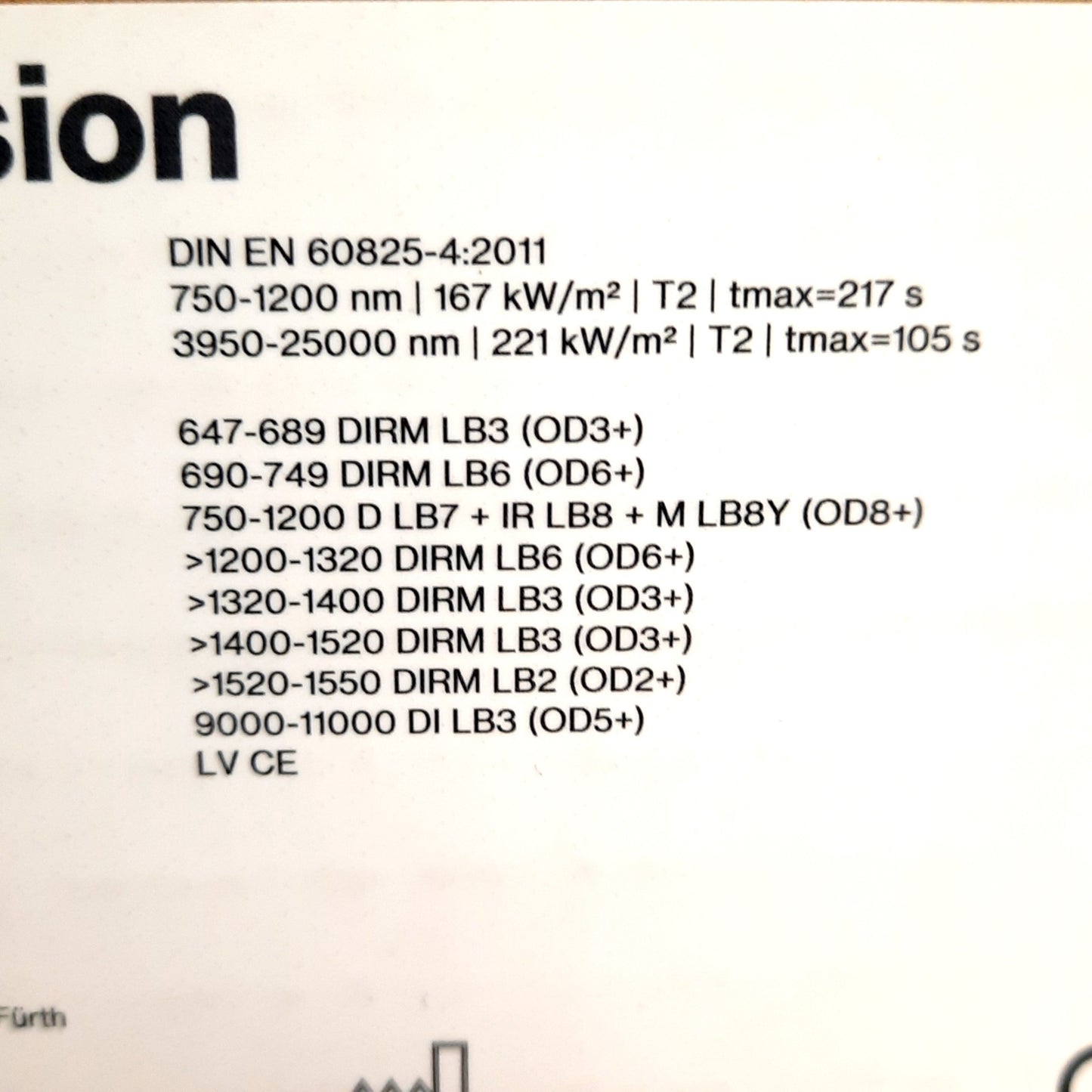 New Laservision 000T1K011002 Laser Safety Window, 297x210mm, OD8+ @ 750-1200nm
