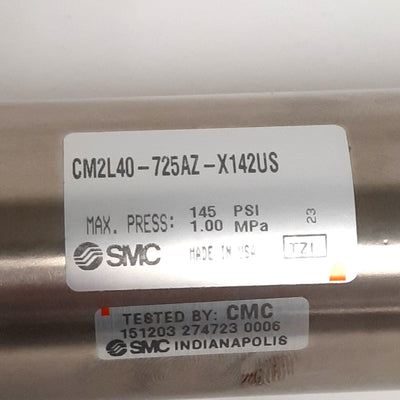 New SMC CM2L40-725AZ-X142US Round Body Cylinder ø40mm Bore, 725mm Stroke, Rc1/4