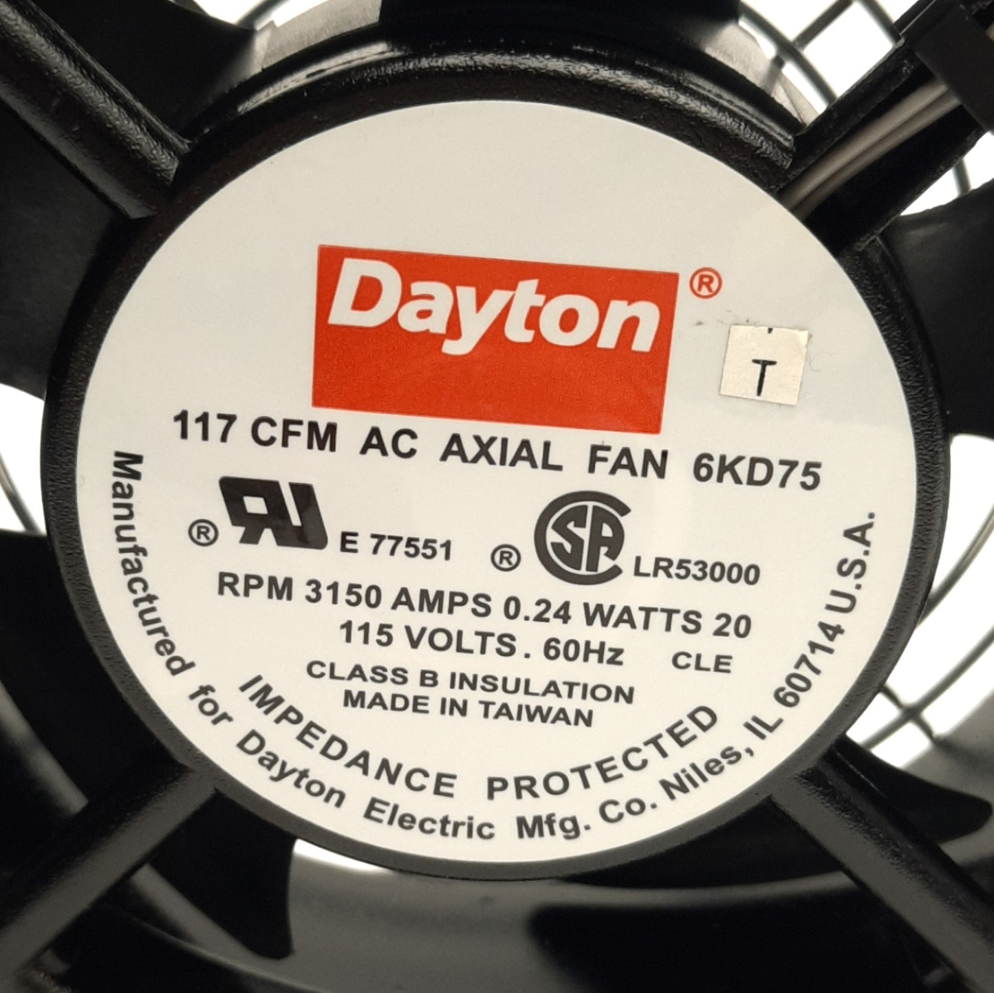 Used Lot of 2 Dayton 6KD75 Axial AC Fan, 120mm, 115VAC, 3150RPM, 117 CFM