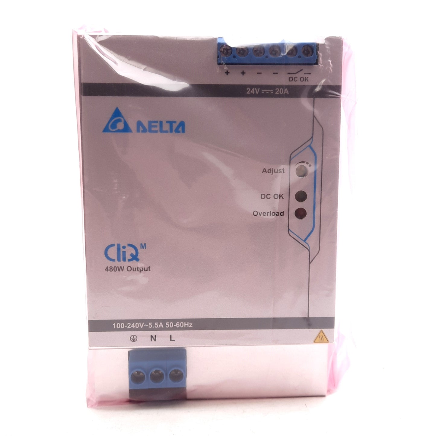 New Delta DRM-24V480W1PN Power Supply, 24V 20A 480W 1-Phase Output, 100-240VAC Input
