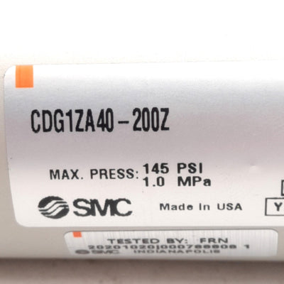 New SMC CDG1ZA40-200Z Pneumatic Cylinder, ø40mm Bore, 200mm Stroke, 1.0MPa, Rc1/8