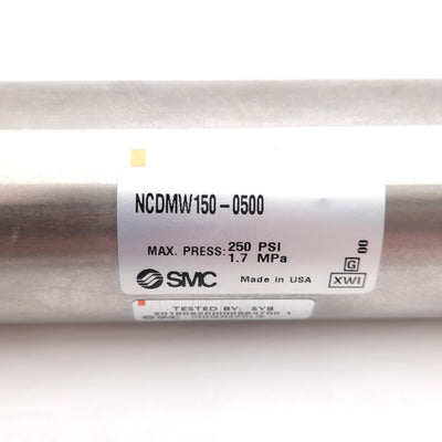 New SMC NCDMW150-0500 Double-Rod Cylinder ø1.5in Bore, 5in Stroke, 250psi, 1/8in NPT