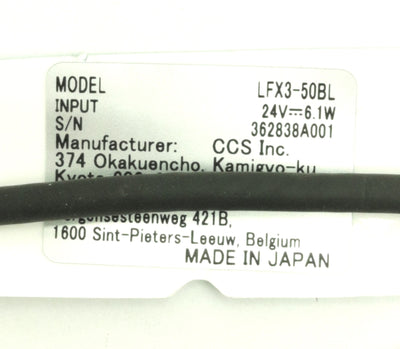 Used CCS LFX3-50BL Flat Dome Machine Vision Light 50mm x 50mm, 469nm Blue, 24VDC