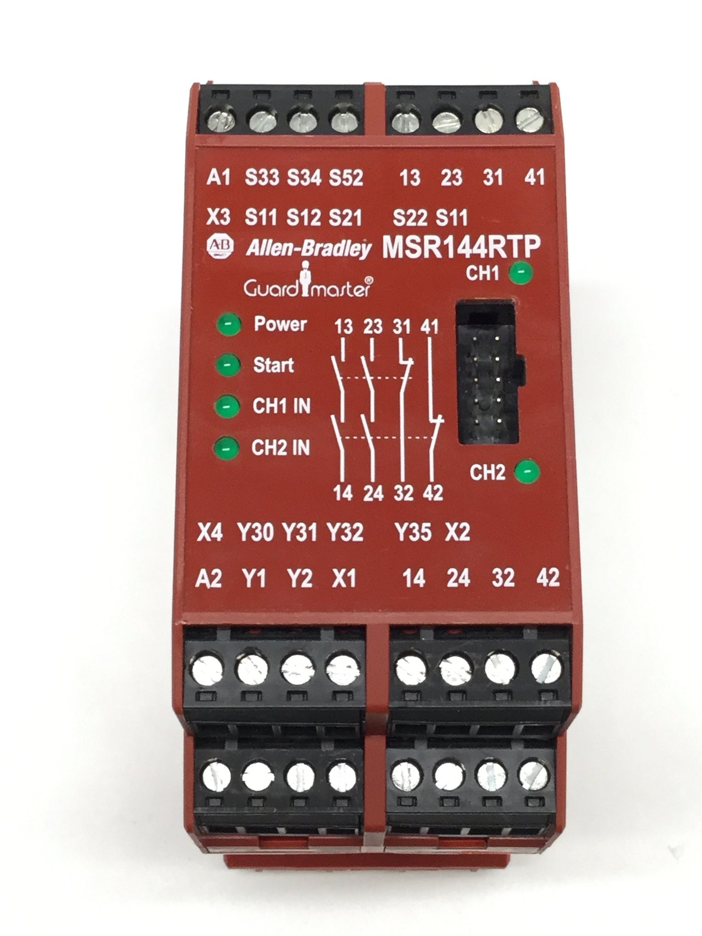 Used Allen Bradley MSR144RTP Guardmaster Safety Relay Module 2NO-2NC, 24VDC