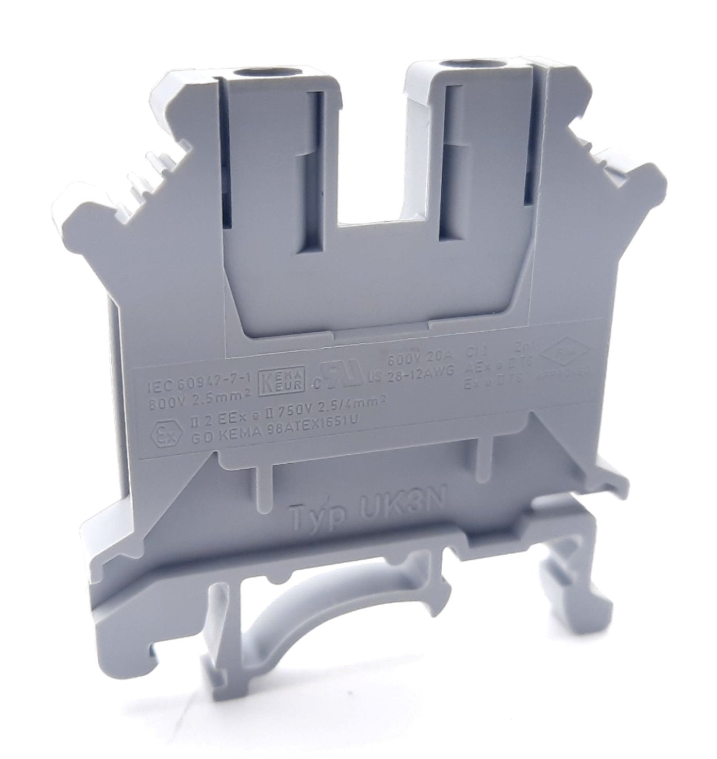 New Lot of 50 Phoenix Contact UK3N Terminal Block 2 Position 800V, 24A 24-12Awg