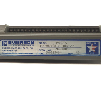 Emerson PCM-15 Rev. A9/A7 Ratio Controller for EMC FX Positioning Servo Drive