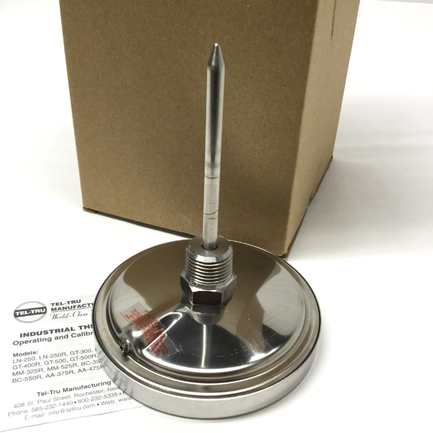 New – Open box Tel-Tru GT-400R Bimetal Thermometer Ø4" Dial, 4" Stem, 0-300°F, 1/2" NPT